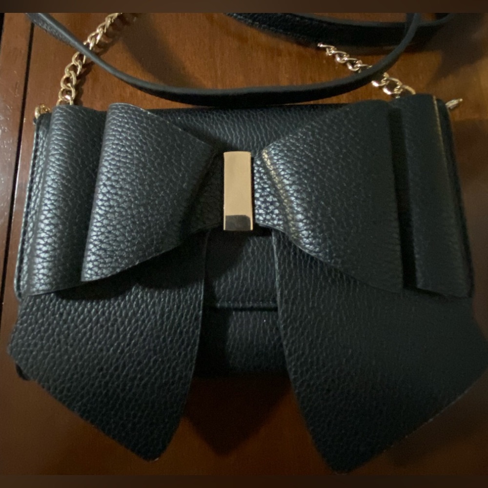 Black and Gold bow Tie cross body purse